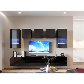 Obývací stěna Stěna do obýváku BRADT 44 - černá / lesklá černá