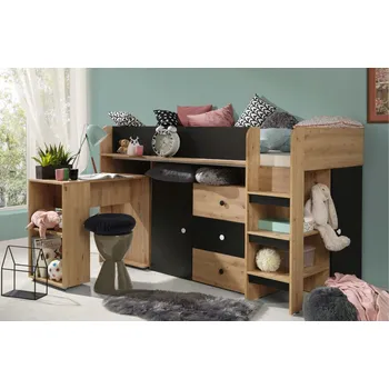 Dětská postel Multifunkční postel SIDONIE 1 - dub artisan / černý mat