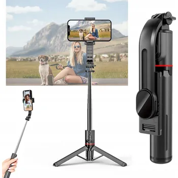 Stativ Bluetooth stativ a selfie tyč 2v1, černý
