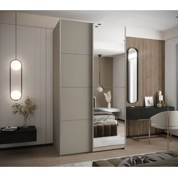 Šatní skříň Dvoudveřová skříň SAMARA 3 - 140 cm, kašmír / stříbrná