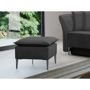 Taburet Taburetka KURI - tmavá šedá / stříbrné nožky