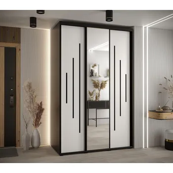 Šatní skříň Šatní skříň ASIRI 13 - 160/60 cm, černá / bílá / černá