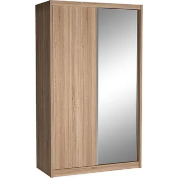 Šatní skříň Šatní skříň 143 cm s posuvnými dveřmi a zrcadlem ANICA - dub sonoma