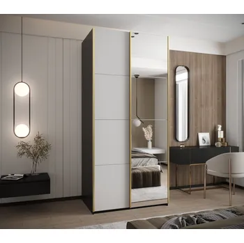 Šatní skříň Dvoudveřová skříň SAMARA 3 - 110 cm, černá / bílá / zlatá