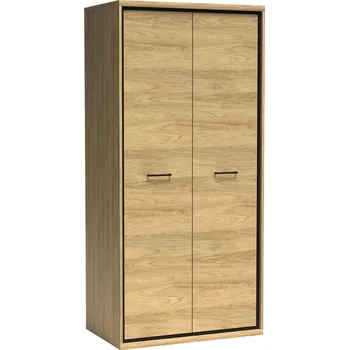 Šatní skříň Dvoudveřová skříň s šatní tyčí GINETTE - šířka 93 cm, ořech hikora