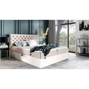 Postel Kontinentální postel 200x200 CHANTELLE 3 - nordic teak / růžová + topper ZDARMA