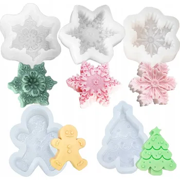 Výroba svíčky 5ks 3D vánoční silikonová forma na svíčky, opakovaně použitelná, na výrobu vosku na svíčky