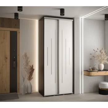 Šatní skříň Šatní skříň ASIRI 12 - 110/60 cm, černá / bílá / stříbrná