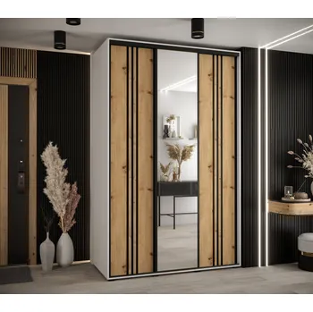 Šatní skříň Šatní skříň YVONA 7 - 160/60 cm, bílá / dub artisan / černá