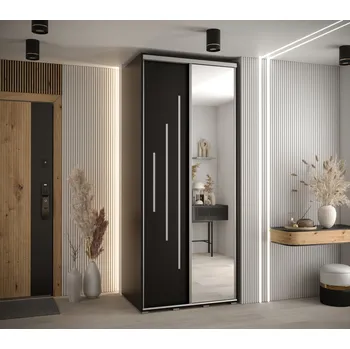 Šatní skříň Šatní skříň YVONA 13 - 100/60 cm, černá / stříbrná