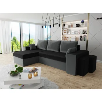 Sedací souprava Sedací souprava s taburety TIMRA - tmavá šedá / černá 2