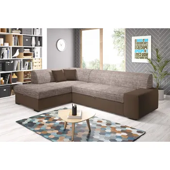 Sedací souprava Rohová sedací souprava VALTRUDA - tmavě hnědá / světle hnědá, levý roh