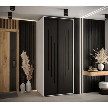 Šatní skříň Šatní skříň YVONA 8 - 100/60 cm, bílá / černá / černá