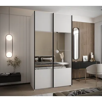 Šatní skříň Dvoudveřová skříň SAMARA 4 - 140 cm, bílá / černá