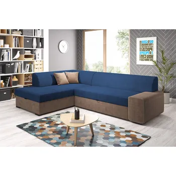Sedací souprava Rohová sedací souprava VALTRUDA - hnědá / modrá, levý roh