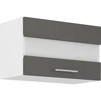 Kuchyňská linka Horní kuchyňská skříňka s prosklením LAJLA - šířka 60 cm, šedá / bílá