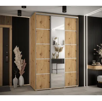 Šatní skříň Šatní skříň YVONA 5 - 160/60 cm, dub artisan / stříbrná