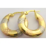 Klenoty Budín Mohutné zlaté kruhy z trojího zlata s gravírováním 585/1,68gr HK2404 (Klenoty Budín Mohutné zlaté kruhy z trojího zlata s gravírováním 585/1,68gr HK2404)