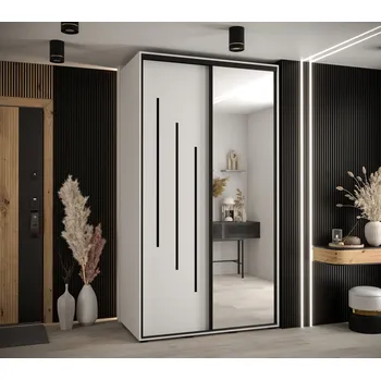 Šatní skříň Šatní skříň YVONA 9 - 140/60 cm, bílá / černá