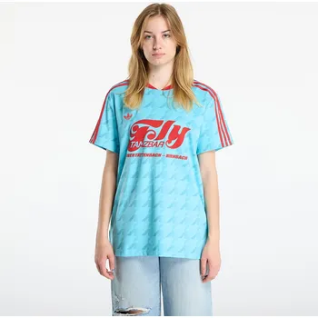 Dámské tričko Tričko adidas Graphic Football Allover Print Jersey Blue Glow/ Grey Six L