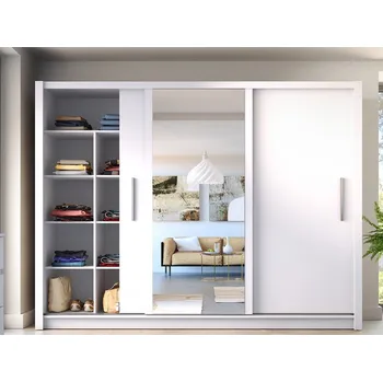 Šatní skříň Velká šatní skříň 248 cm se zrcadlem ARMENIA - bílá