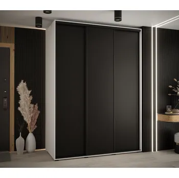 Šatní skříň Šatní skříň ASIRI 1 - 180/60 cm, bílá / černá / černá