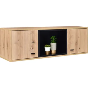 police Závěsná police s dvířky JAMI - dub / černá