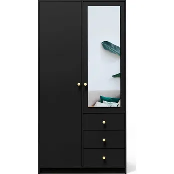 Šatní skříň Šatní skříň 100 JOELE se zrcadlem - černá