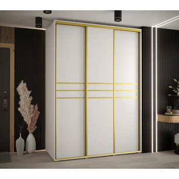 Šatní skříň Šatní skříň ASIRI 10 - 170/60 cm, bílá / zlatá