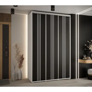 Šatní skříň Šatní skříň ASIRI 6 - 150/60 cm, bílá / černá / stříbrná