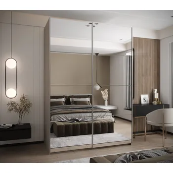 Šatní skříň Dvoudveřová skříň SAMARA 2 - 170 cm, kašmír / stříbrná