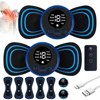 Masážní přístroj 2 KS MINI MASÁŽNÍ PŘÍSTROJ ELEKTROSTIMULÁTOR KRKU S OVLADAČEM, 8 REŽIMŮ + 5 NÁHRADNÍCH ELEKTROD