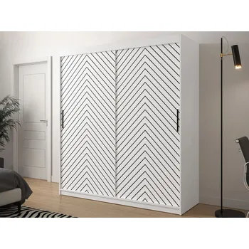 Šatní skříň Šatní skříň 180 cm s posuvnými dveřmi ORIOT - bílá / černá