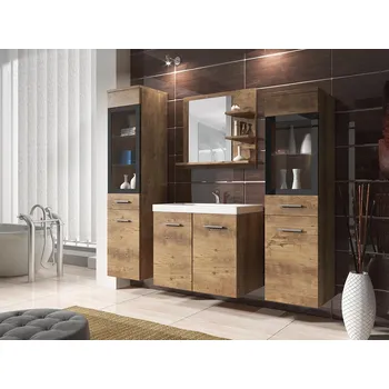 Koupelnový nábytek Koupelnová stěna YUKO 1 - kaštan + umyvadlo ZDARMA