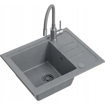 Granitový dřez Jednokomorový dřez Quadron ocel šedý