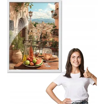 Obraz Obraz s rámem, motiv ITALSKÉ MĚSTEČKO + bílý rámeček 30x40 do kuchyně, jídelny