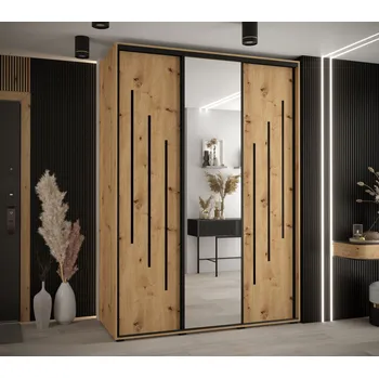 Šatní skříň Šatní skříň YVONA 9 - 170/60 cm, dub artisan / černá