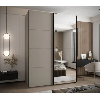 Šatní skříň Dvoudveřová skříň SAMARA 3 - 170 cm, kašmír / černá