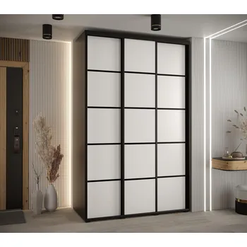 Šatní skříň Šatní skříň YVONA 4 - 150/60 cm, černá / bílá / černá