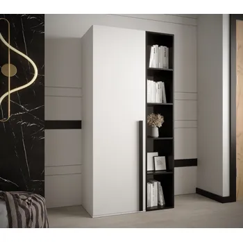 Předsíňová stěna Skříň s regálem HARRISON - šířka 80 cm, bílá, černá