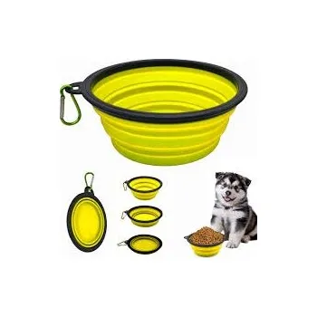 Miska pro psa Skládací Silikonová Cestovní Miska pro Psa - 350ml Žlutá