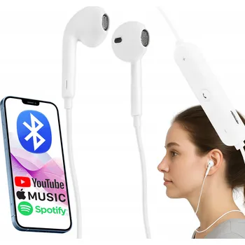 Sluchátka BEZDRÁTOVÁ SPORTOVNÍ SLUCHÁTKA DO UŠÍ BLUETOOTH BT MIKROFON USB BÍLÁ