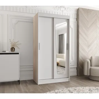 Šatní skříň Šatní skříň 100 cm ZAMIRA se zrcadlem - bílá