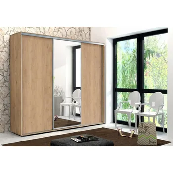 Šatní skříň Prostorná třídveřová šatní skříň 278 cm LEONARDO - dub craft zlatý