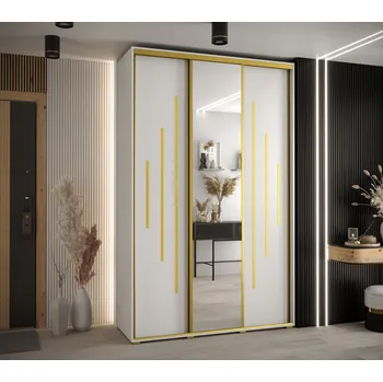 Šatní skříň Šatní skříň YVONA 13 - 160/45 cm, bílá / zlatá