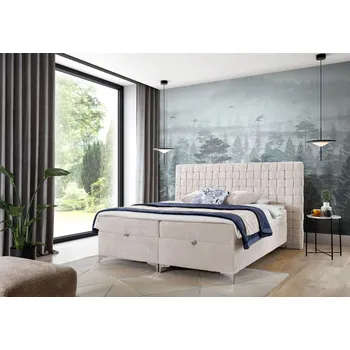 Postel Jednolůžková postel 120x200 ARETA s úložným prostorem - béžová + topper ZDARMA