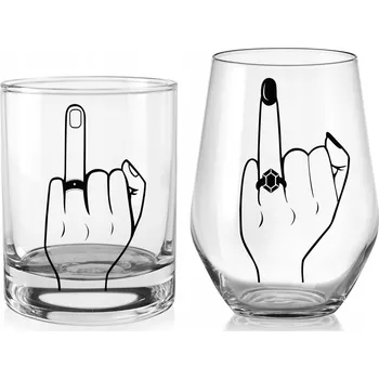 Sklenice Sada 2 dekorativních skleněných sklenic hrnků na víno, pivo a nápoje