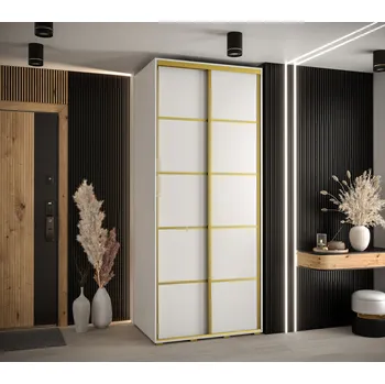 Šatní skříň Šatní skříň YVONA 4 - 120/60 cm, bílá / zlatá
