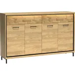 Kombinovaná komoda na nožkách s LED osvětlením SUCRE 3 - ořech hikora / dub