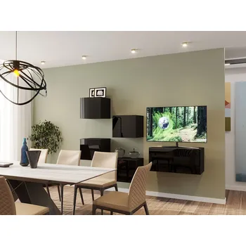 Obývací stěna Závěsná obývací stěna BRADT 63 - černá / lesklá černá